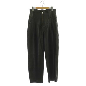 【中古】フミカ ウチダ FUMIKA_UCHIDA LEATHER ONE-TUCK PANTS レザーワンタックパンツ テーパード 羊革 38 黒 ブラック /DF ■OS ■SH レディース 【ベクトル 古着】 230508