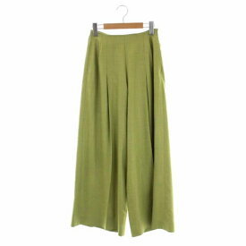 【中古】アディアム ADEAM Wide Leg Pant ワイドパンツ タック 0 黄緑 ライトグリーン 41814 /DF ■OS レディース 【ベクトル 古着】 230510