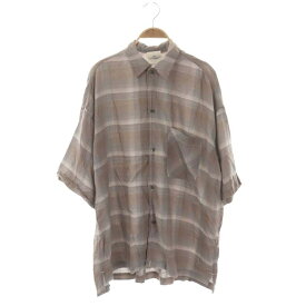 【中古】レミレリーフ REMI RELIEF CHECK 2WAY SHIRT シャツ ブラウス 2WAY カシュクール 七分袖 ヴィンテージライク F モカベージュ ライトグレー /HS ■OS レディース 【ベクトル 古着】 230912