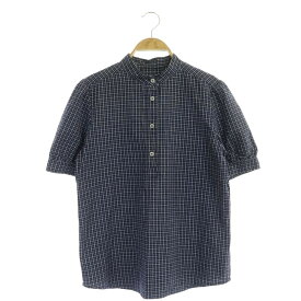 【中古】アーペーセー A.P.C. チェック ブラウス プルオーバー 半袖 36 紺 白 ネイビー ホワイト /DF ■OS レディース 【ベクトル 古着】 230912