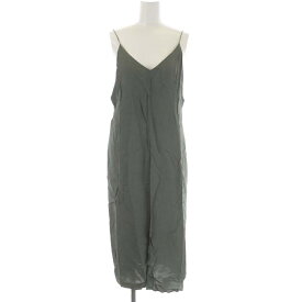 【中古】クラネ CLANE CENTER SLIT WRINKLE CAMISOLE キャミワンピース ロング フロントスリット バックレースアップ 1 カーキ /ES ■OS レディース 【ベクトル 古着】 230915