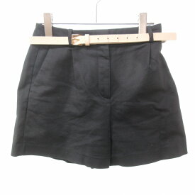 【中古】ザラ ZARA 美品 小さいサイズ ショートパンツ ハイウエスト ストレッチ ベルト付 黒 ブラック XS 0321 ■023 レディース 【ベクトル 古着】 240321