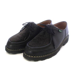 【中古】パラブーツ Paraboot MICHAEL MOUTON チロリアンシューズ モカシン レザー ファー 41.5 26.5cm 黒 ブラック /YO17 ■SH メンズ 【ベクトル 古着】 231106