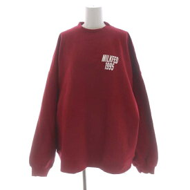 【中古】ミルクフェド MILKFED. 23AW LAYERED LOGO CREWNECK SWEATSHIRT スウェットプルオーバー トレーナー 裏起毛 ONE SIZE 赤 レッド /DF ■OS レディース 【ベクトル 古着】 231130