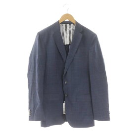 【中古】ヒューゴボス HUGO BOSS Hartley Slim Fit チェック テーラードジャケット ウール 薄手 I46 スモークブルー /HS ■OS メンズ 【ベクトル 古着】 231219