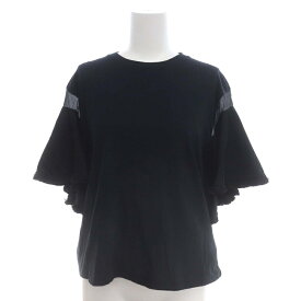 【中古】ミュラー オブ ヨシオクボ muller of yoshiokubo 20SS Fringe frare sleeve Tシャツ カットソー 五分袖 フリンジ 36 黒 ブラック /DO ■OS レディース 【ベクトル 古着】 240118