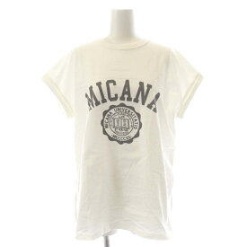 【中古】アメリカーナ AMERICANA × マイカアンドディール MICA&DEAL カレッジロゴTシャツ カットソー フレンチスリーブ チュニック オフホワイト チャコールグレー /DO ■OS レディース 【ベクトル 古着】 231226