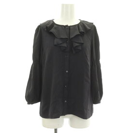 【中古】ジルバイジルスチュアート JILL by JILLSTUART 21AW ラッフルカラーブラウス 七分袖 フリル サテン FR チャコールグレー /MY ■OS レディース 【ベクトル 古着】 240219