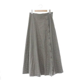 【中古】ザラウーマン ZARA WOMAN チェック くるみボタン ロングスカート フレア S ベージュ 茶 黒 /HK ■OS レディース 【ベクトル 古着】 240115