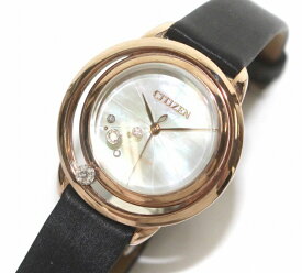 【中古】シチズン CITIZEN 腕時計 ダイヤモンド シェル エコドライブ 3針 B036-S119561 ウォッチ 黒 ブラック /DK レディース 【ベクトル 古着】 240115