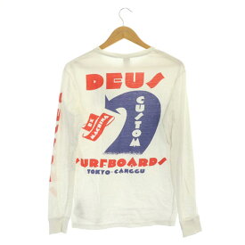 【中古】デウスエクスマキナ DEUS EX MACHINA バックプリントカットソー ロンT Tシャツ 長袖 コットン XS 白 ホワイト /MY ■OS メンズ 【ベクトル 古着】 240111