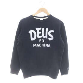 【中古】デウスエクスマキナ DEUS EX MACHINA ロゴ刺繍スウェット トレーナー 長袖 XS 黒 ブラック /MF ■OS メンズ 【ベクトル 古着】 240111