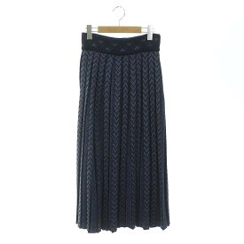 【中古】マメクロゴウチ Mame Kurogouchi Pleated Knitted Skirt スカート プリーツ ニット ロング 2 紺 ネイビー MM20FE-KN016 /DF ■OS レディース 【ベクトル 古着】 240117