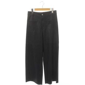 【中古】ザラ ZARA フェイクレザー パンツ ワイド ジッパーフライ 40 黒 ブラック /MI ■OS レディース 【ベクトル 古着】 240229