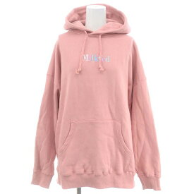 【中古】ミルクフェド MILKFED. D ONE MILKFED BIG SWEAT HOODIE パーカー 長袖 プルオーバー ロゴ刺繍 ONE SIZE ピンク /MI ■OS レディース 【ベクトル 古着】 240215