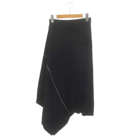 【中古】ルシェルブルー LE CIEL BLEU Asymmetric Rib Knit Skirt スカート ロング丈 ミモレ丈 リブ 36 S 黒 ブラック /YQ ■OS レディース 【ベクトル 古着】 240321