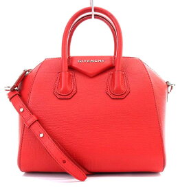 【中古】ジバンシィ GIVENCHY アンティゴナ ANTIGONA MINI BAG MEDIUM トートバッグ ショルダーバッグ 2way 斜め掛け ゴートレザー 赤 レッド /YO14 レディース 【ベクトル 古着】 240325