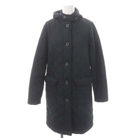 【中古】トラディショナルウェザーウェア Traditional Weatherwear 裏ボア キルティングコート アウター ロング フード付き 36 S 紺 ネイビー /YQ ■OS レディース 【ベクトル 古着】 240409