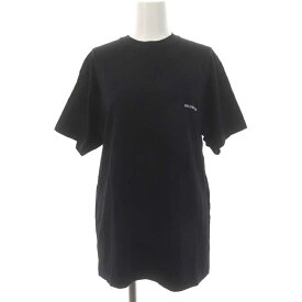 【中古】バレンシアガ BALENCIAGA ロゴプリントショートスリーブTシャツ カットソー 半袖 M 黒 ブラック 白 ホワイト 613969 /DO ■OS ■SH レディース 【ベクトル 古着】 240418