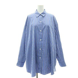 【中古】セオリー theory 23SS Downing Bold Oversized Shirt シャツ ストライプ オーバーサイズ 長袖 M 青 白 ブルー ホワイト /HS ■OS レディース 【ベクトル 古着】 240521