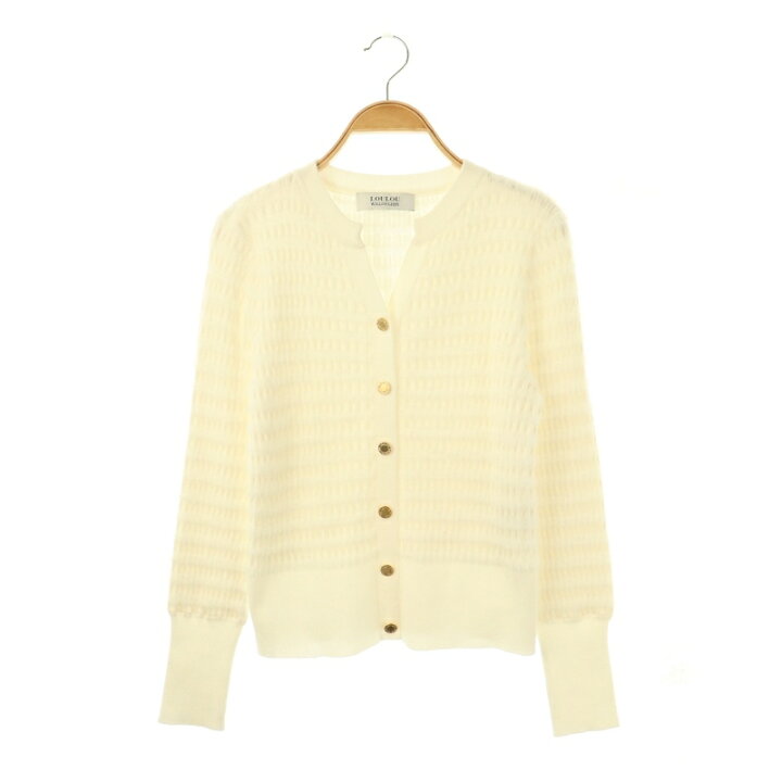 中古 ルルウィルビー Loulou Willoughby 24AW フェザーリブボーダーカーディガン ニット 2 ホワイト ES OS レディース ベクトル 古着 250728 ブランド古着の買取販売ベクトル