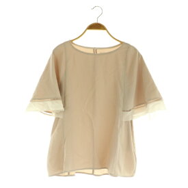 【中古】ナチュラルクチュール natural couture 24SS 袖口配色切替ブラウス 半袖 プルオーバー フレアスリーブ F ベージュ /MY ■OS レディース 【ベクトル 古着】 250918