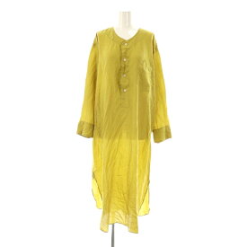 【中古】フミカ ウチダ FUMIKA_UCHIDA ノーカラーサテンシャツワンピース マキシ ロング 34 マスタード /AT ■OS ■SH レディース 【ベクトル 古着】 251111