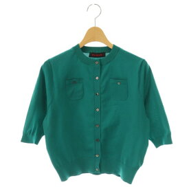 【中古】キャバン CABaN ファインポリエステル ハーフスリーブポケットカーディガン ニット 五分袖 S 緑 /NR ■OS レディース 【ベクトル 古着】 251201