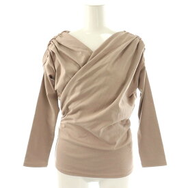 【中古】未使用品 ハーリップトゥ Her lip to 近年モデル Asymmetric Cotton-blend Jersey Top トップス カットソー 長袖 M ピンクベージュ /DO ■OS レディース 【ベクトル 古着】 260219
