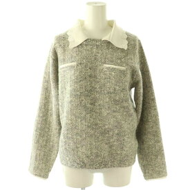 【中古】ハーリップトゥ Her lip to 26SS Petal-Edge Collar Knit Top ニット セーター 長袖 F グレー ホワイト /DO ■OS ■SH レディース 【ベクトル 古着】 260403
