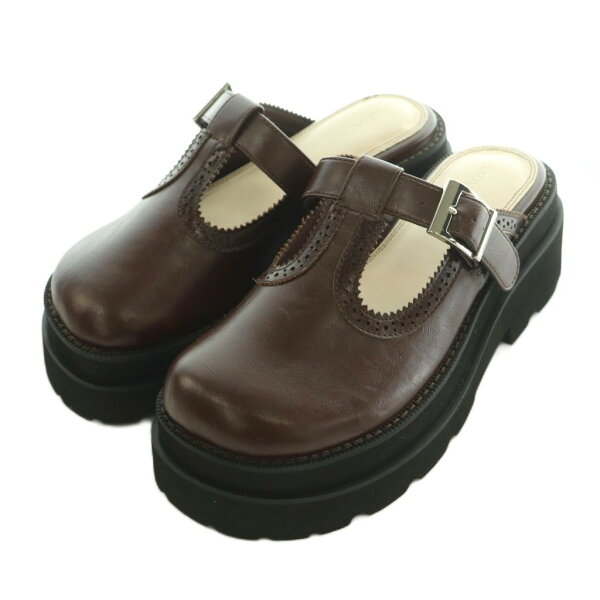 【中古】未使用品 アメリヴィンテージ Ameri VINTAGE 26SS BROGUE SLIDE LOAFER 厚底スライドローファー フェイクレザー M 23.5-24.0cm 茶 ブラウン 0126112980980 /MI ■OS レディース 【ベクトル 古着】 260701