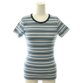 【中古】ブランディーメルビル Brandy Melville マルチボーダーTシャツ カットソー 32 紺 ネイビー 白 ホワイト 水色 ライトブルー /CX ■OS ■SH レディース 【ベクトル 古着】 260820