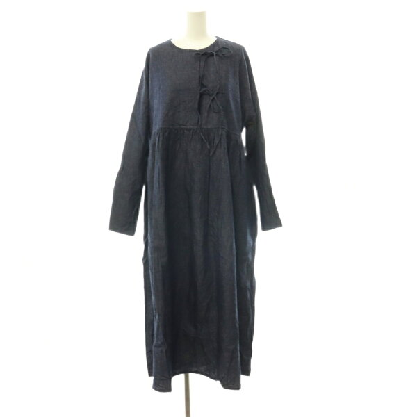 【中古】未使用品 グラム (g) 26AW ライトデニム フロントリボン ワンピース ロング 長袖 F インディゴ g-739 /HS ■OS ■SH レディース 【ベクトル 古着】 260904