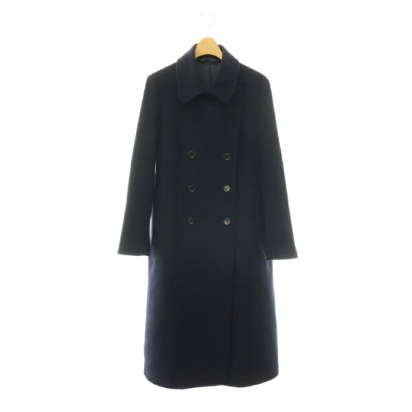 【中古】フーフー foufou melton double coat コート メルトン ダブル ステンカラー ウール アウター ロング 1 紺 ネイビー /HS ■OS  レディース 【ベクトル 古着】 260904
