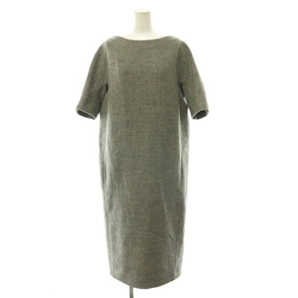 【中古】ドリスヴァンノッテン DRIES VAN NOTEN ウールハーフスリーブワンピース コクーン ボートネック ロング XS グレー /HS ■OS レディース 【ベクトル 古着】 260904