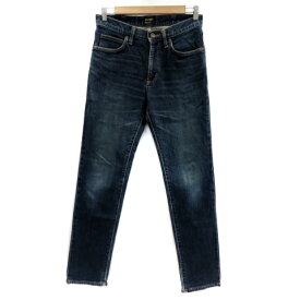 【中古】ラングラー WRANGLER デニムパンツ ジーンズ ロング丈 ストレート ウォッシュ加工 大きいサイズ 29 紺 ネイビー /YS4 レディース 【ベクトル 古着】 230508