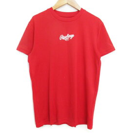 【中古】ローリングス Rawlings スポーツウェア カットソー Tシャツ 半袖 クルーネック ロゴプリント S 赤 白 レッド ホワイト /FF42 メンズ 【ベクトル 古着】 230904