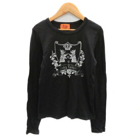 【中古】ジューシークチュール JUICY COUTURE カットソー 長袖 ラウンドネック プリント S ダークブラウン /YK35 レディース 【ベクトル 古着】 240105