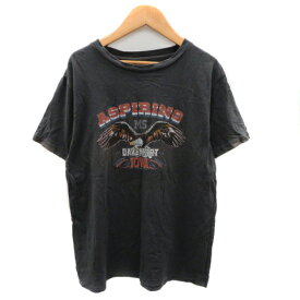 【中古】アングリッド UNGRID Tシャツ カットソー 半袖 ラウンドネック プリント F マルチカラー ダークグレー /YK38 レディース 【ベクトル 古着】 240117