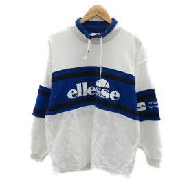 【中古】エレッセ ellesse カットソー 長袖 ハイネック ロゴ刺? オーバーサイズ M マルチカラー 白 ホワイト /YK44 メンズ 【ベクトル 古着】 240206