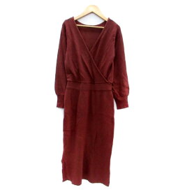 【中古】リリーブラウン Lily Brown ニットワンピース カシュクール 長袖 ロング丈 F レッドブラウン /HO41 レディース 【ベクトル 古着】 240215
