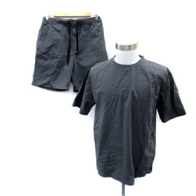 【中古】アジオネ AZIONE セットアップ 上下 Tシャツ カットソー 半袖 ラウンドネック ハーフパンツ ショートパンツ 短パン 無地 ポーチ付き L チャコールグレー /SY7 メンズ 【ベクトル 古着】 240228