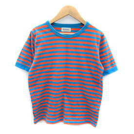 【中古】ビームスボーイ BEAMS BOY Tシャツ カットソー 半袖 ラウンドネック ボーダー柄 オレンジ 水色 ライトブルー /SY30 レディース 【ベクトル 古着】 240312