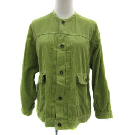 【中古】ニコアンド Niko and.. コーデュロイジャケット ミドル丈 ノーカラー 3 M 黄緑 ライトグリーン /YS20 レディース 【ベクトル 古着】 250120