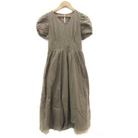 【中古】N.Natural Beauty Basic N.ナチュラルビューティーベーシック ワンピース ロング丈 半袖 Vネック M カーキ /YM10 レディース 【ベクトル 古着】 250421