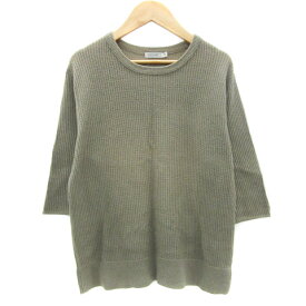 【中古】ニコアンド Niko and.. ニット カットソー 七分袖 3 M カーキ /YM29 レディース 【ベクトル 古着】 250616