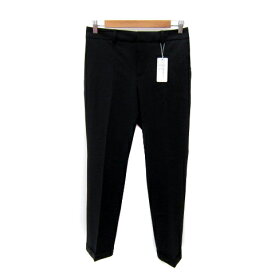 【中古】未使用品 コルロン Col Rond スラックスパンツ テーパードパンツ ロング丈 無地 ロールアップ ウール L 黒 ブラック /SY10 レディース 【ベクトル 古着】 250626