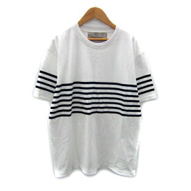 【中古】ケイスリーヘイフォード Casely-Hayford Tシャツ カットソー 半袖 クルーネック ボーダー柄 M 白 ホワイト /SY23 メンズ 【ベクトル 古着】 250728