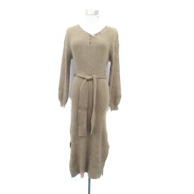 【中古】リリーブラウン Lily Brown ニットワンピース Vネック 長袖 リブ ロング丈 F 茶色 ブラウン /HO1 レディース 【ベクトル 古着】 250808