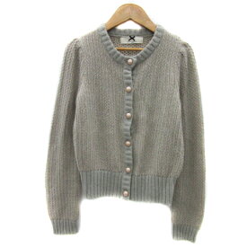 【中古】シュープリームララ Supreme.La.La. Supreme LaLa ニットカーディガン ミドル丈 ラウンドネック ウール混 M グレー ピンク /YS21 レディース 【ベクトル 古着】 251022